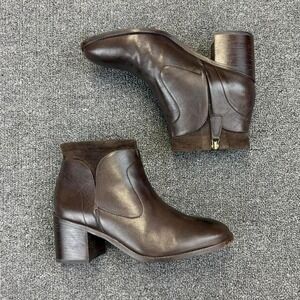 Women's Johnston & Murphy Brown Leather Side Zip Campus Heel Ankle Boots Size 8
